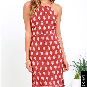 Lulus RESPEITO RUST RED PRINT MIDI DRES